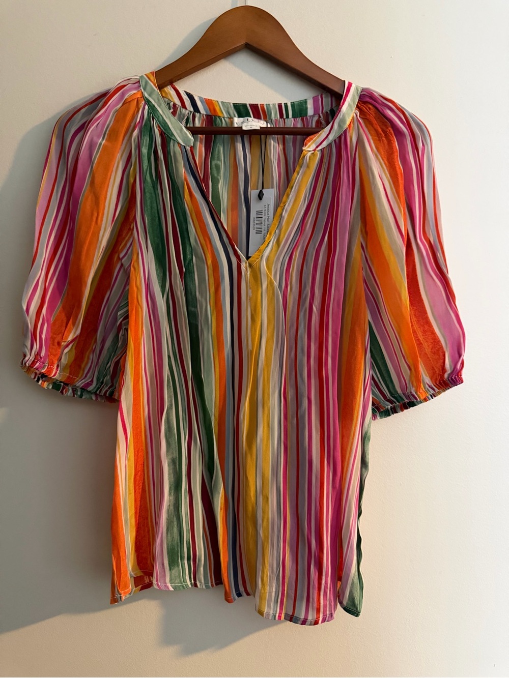 Velvet by Graham & Spencer Multicolor Vertical Stripe Short Sleeve Tunic - Picture 2 of 5